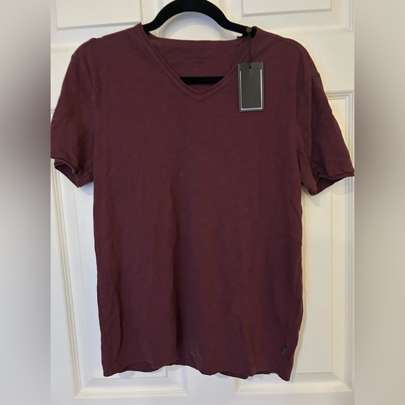 John Varvatos Other - NWT John Varvatos TShirt Burgundy Red Raw Edge V Neck Men’s size S.